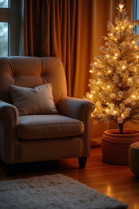 10 Smart Spots to Put a Christmas Tree in a Small Living Room 7 slim tree beside recliner anchoring space
