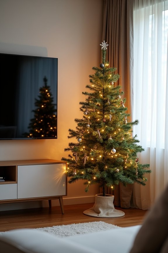 10 Smart Spots to Put a Christmas Tree in a Small Living Room 4 slim tree clear sightlines unobstructed view