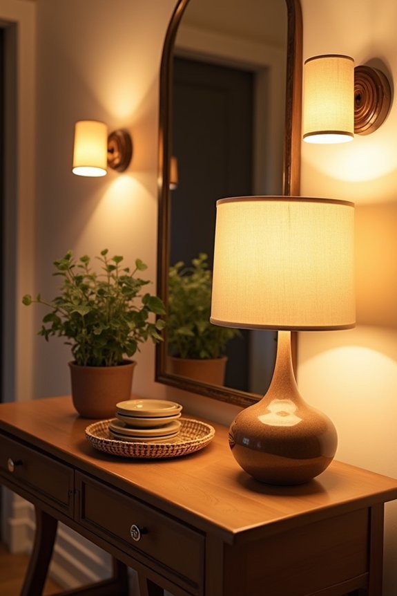 5 Things to Put on Your Entryway Table 5 symmetrical lamps sconces warm lighting