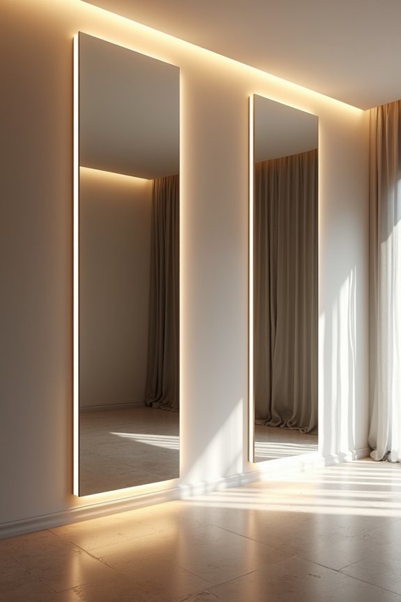 tall floor to ceiling mirror boosts light