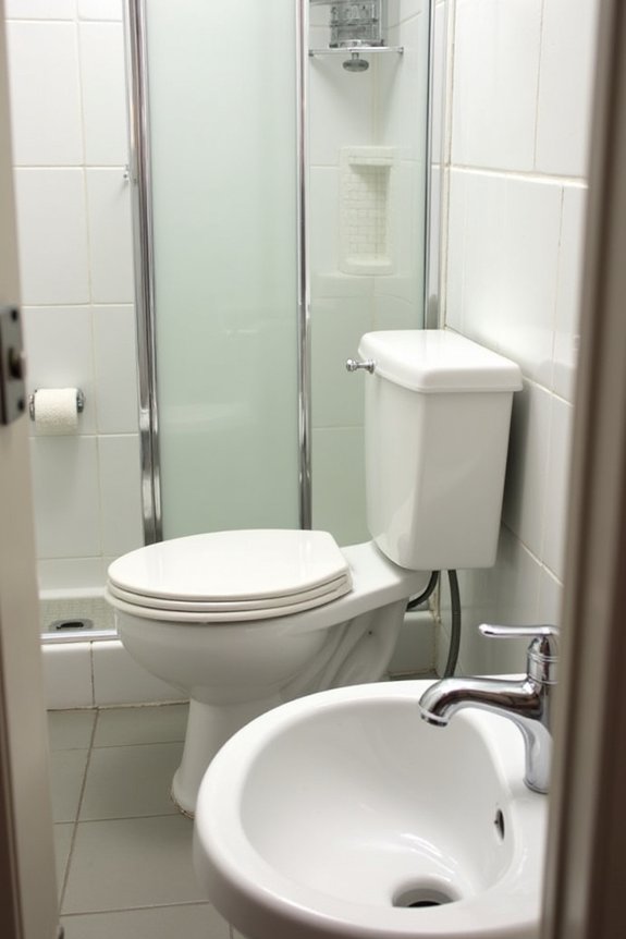 three fixtures no bathtub present