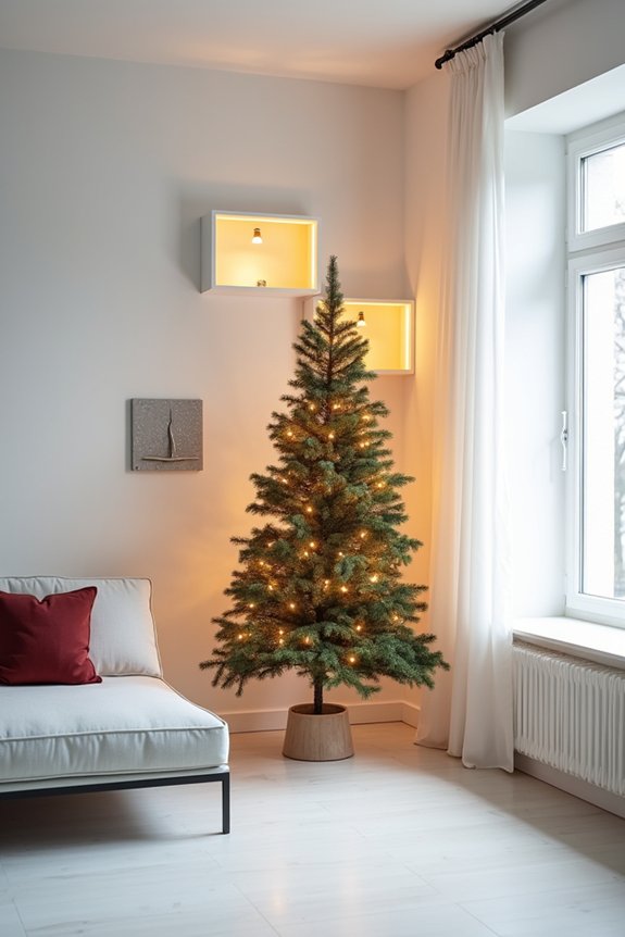 10 Smart Spots to Put a Christmas Tree in a Small Living Room 6 wall mounted tree space saving elegance